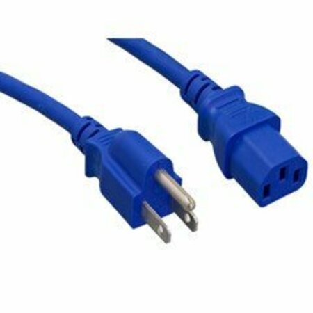 SWE-TECH 3C Computer / Monitor Power Cord, Blue, NEMA 5-15P to C13, 18AWG, 10 Amp, 2 foot FWT10W1-01202BL